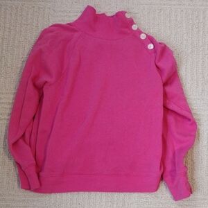 J. Crew Vibrant Pink Cowl Neck Sweater with Button Detail
